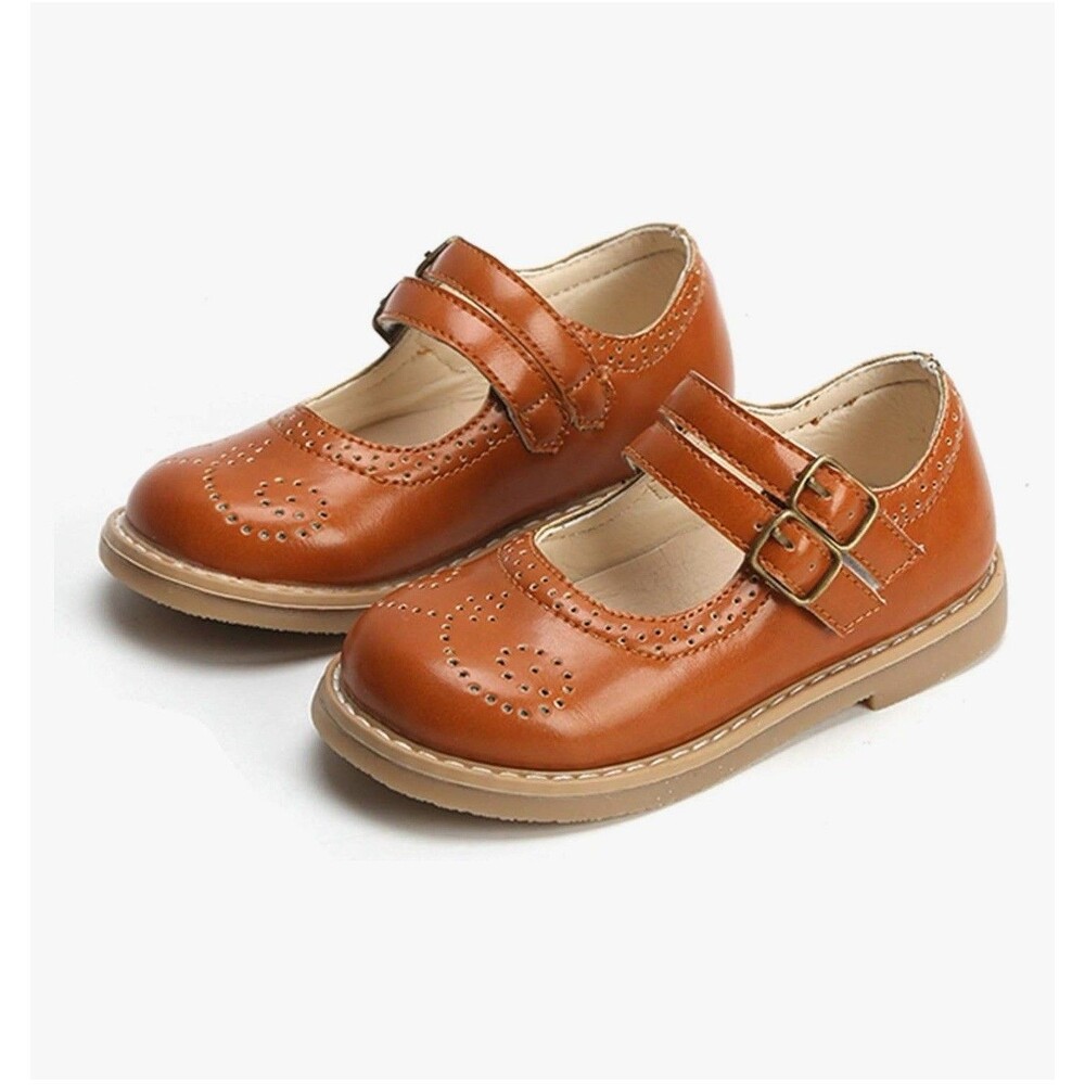 Girls Mary Jane Shoes School Uniform Shoes Flat Shoes Dress Shoes Brown
